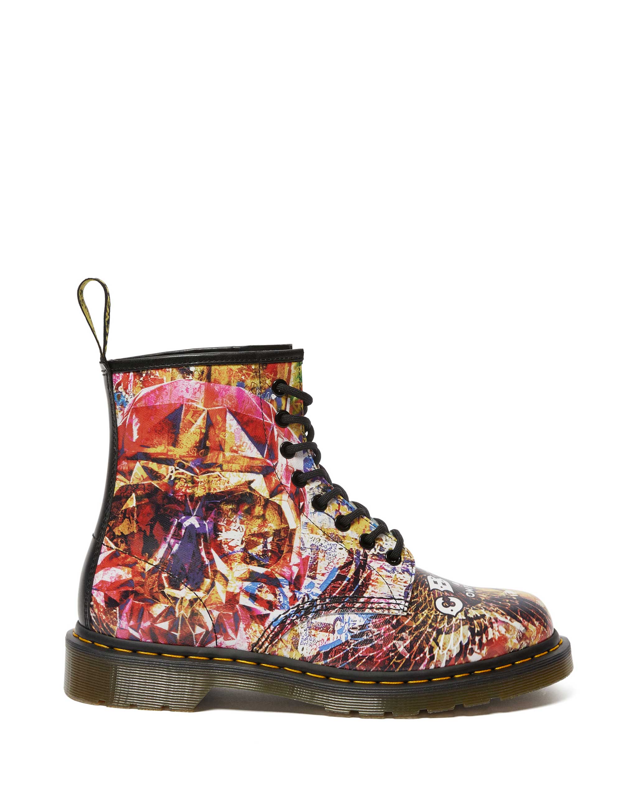 1460 CBGB x OMFUG Multi+Black Backhand Straw Grain+Smooth Leather Lace Up Boot - Image 5